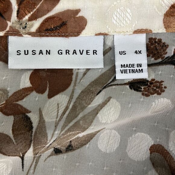 Susan Graver Tunic Shirt Size 4X Sheer Floral NWOT - Picture 12 of 13
